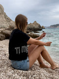 CROPPED SHIRT "TIME" | black
