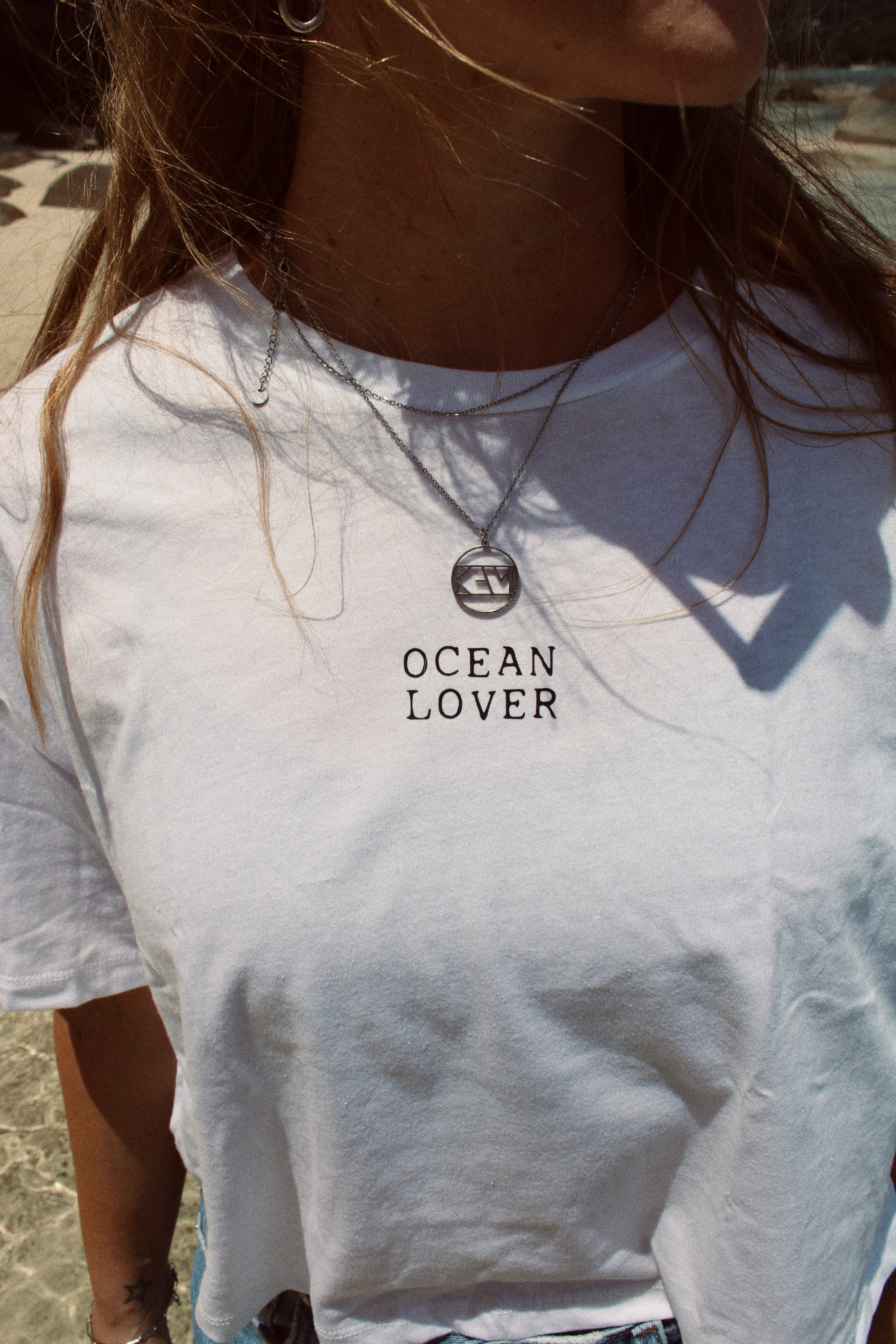 CROPPED TEE "OCEAN LOVER" | white