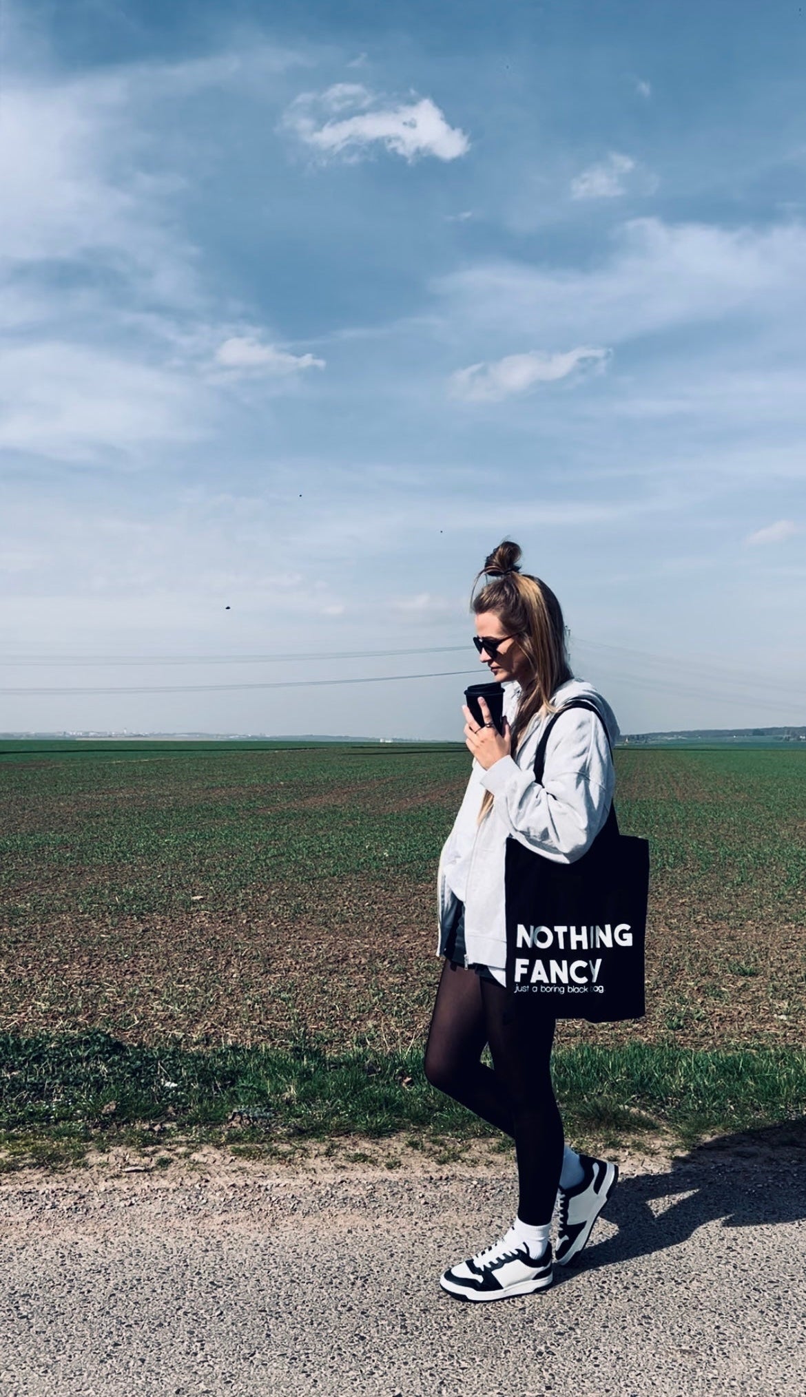 SHOPPING BAG "NOTHING FANCY" | black