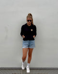 CROPPED HOODIE "LEO-HEART" | black