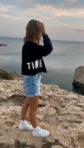 CROPPED SWEATER "TIME" | black