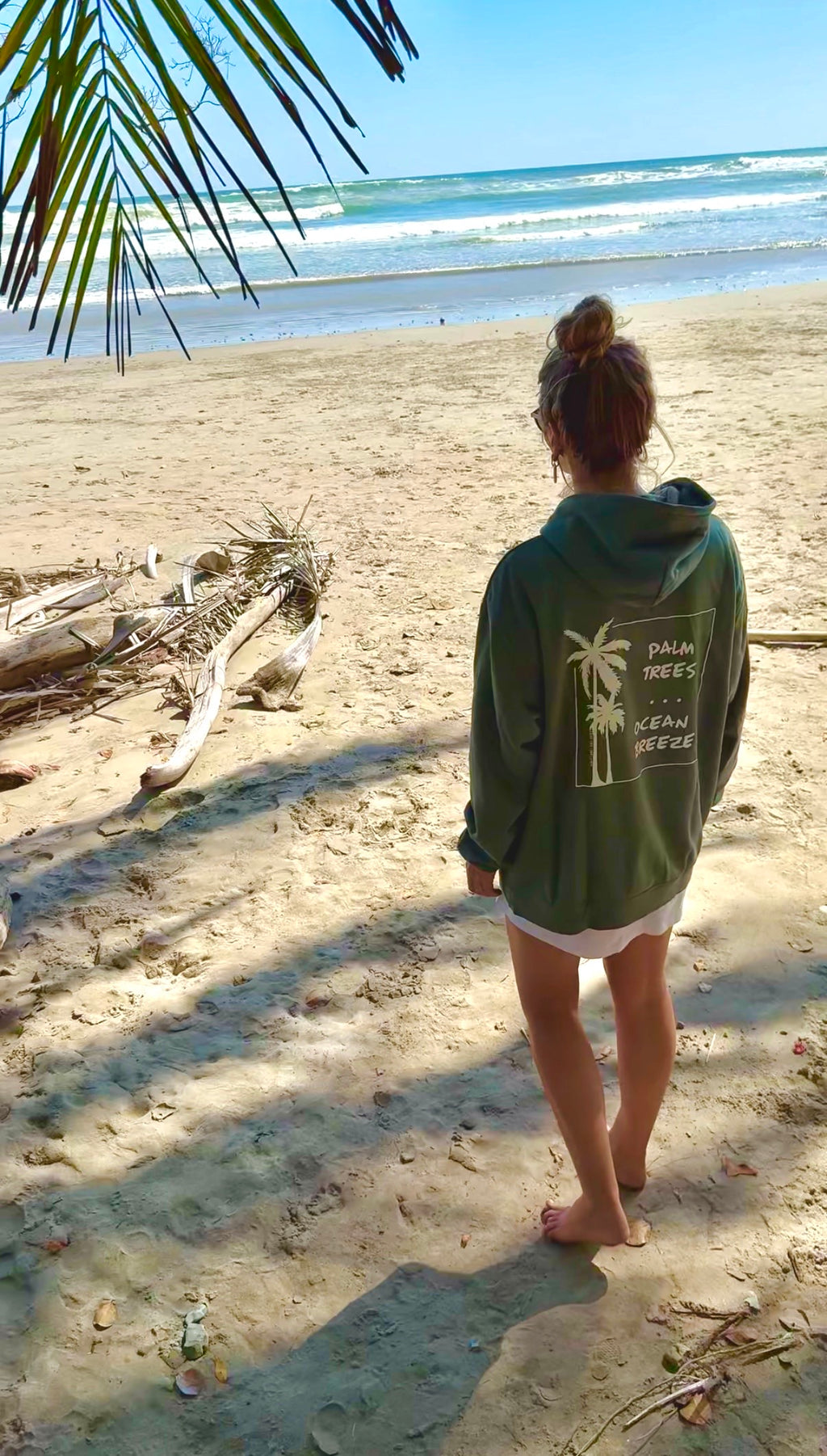 HOODIE "PALM TREES" | leaf green