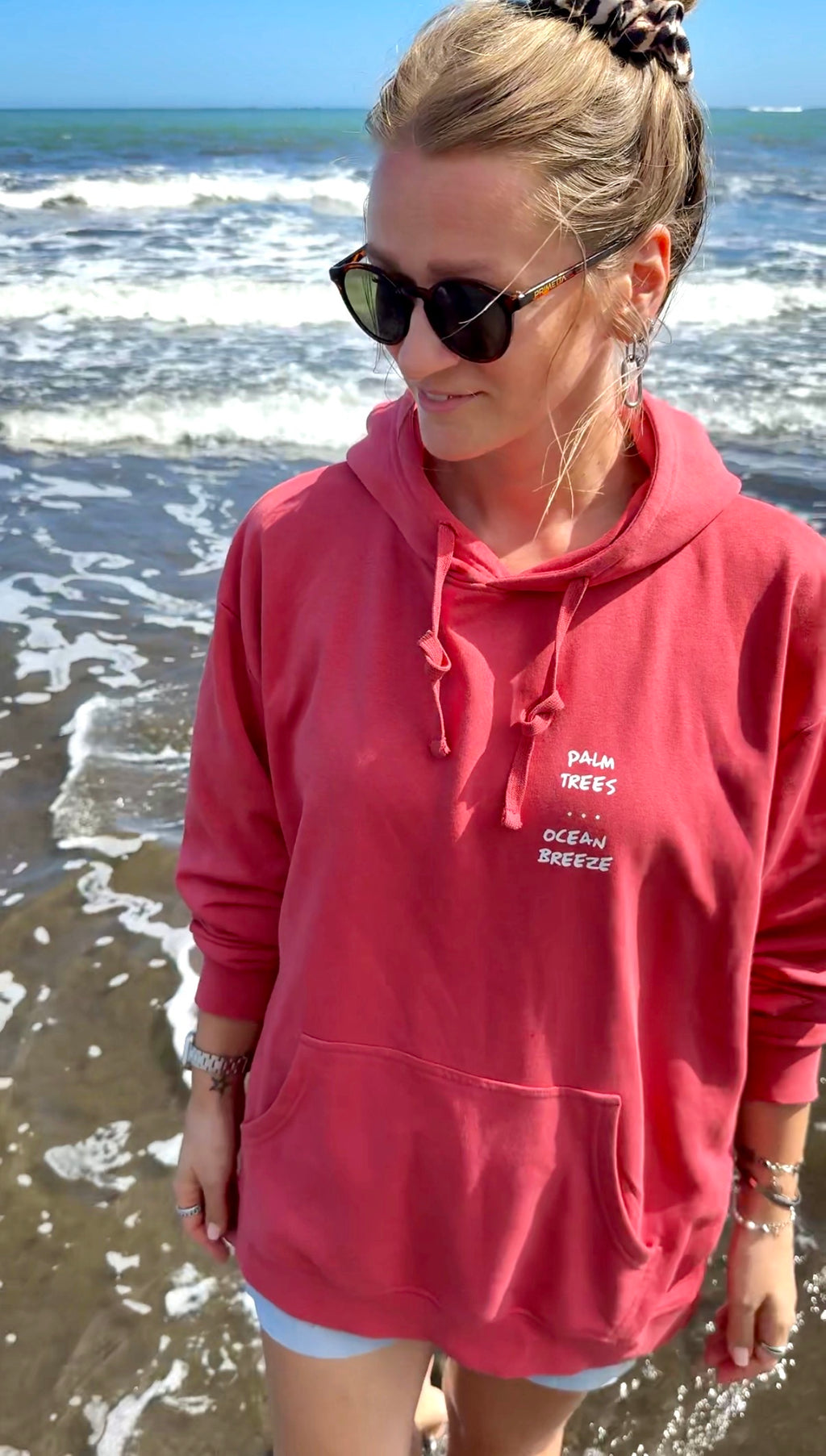 HOODIE "PALM TREES" | cranberry
