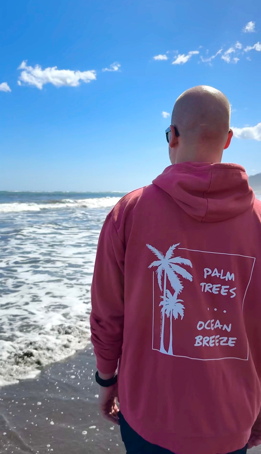 HOODIE "PALM TREES" | cranberry