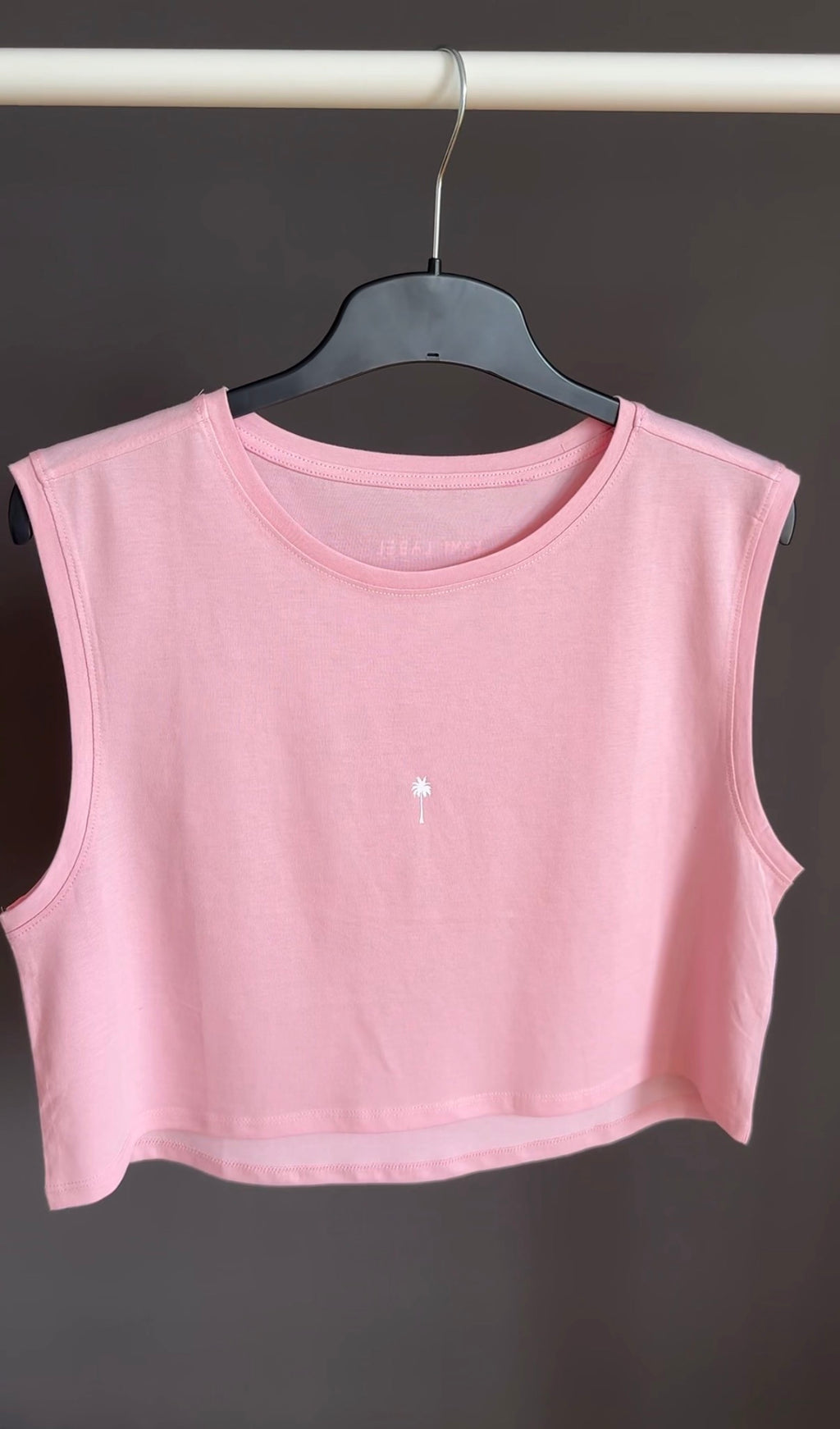 CROPPED TANK TOP "PALMTREE" | pink