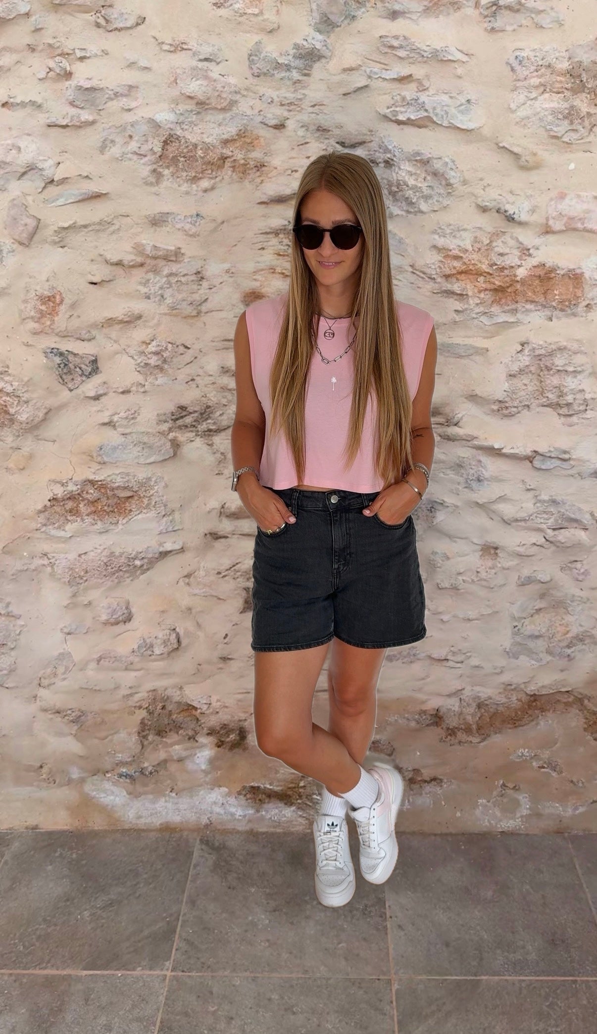 CROPPED TANK TOP "PALMTREE" | pink